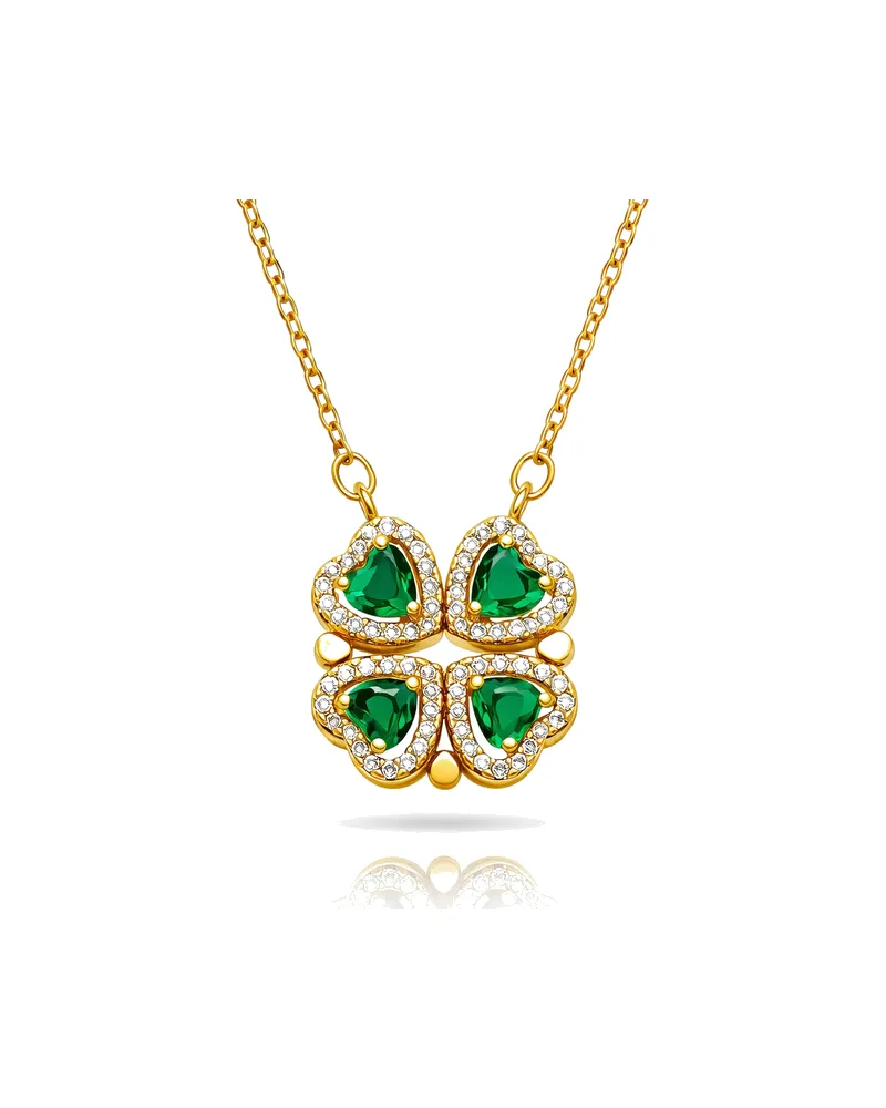 Kette mit Kleeblatt aus grünen Herzen